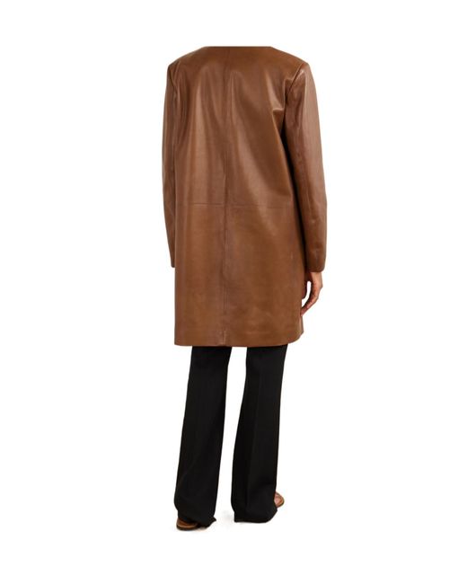 The Row Brown Long-Sleeved Leather Coat