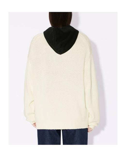 KENZO White Lucky Tiger Knitted Jumper for men