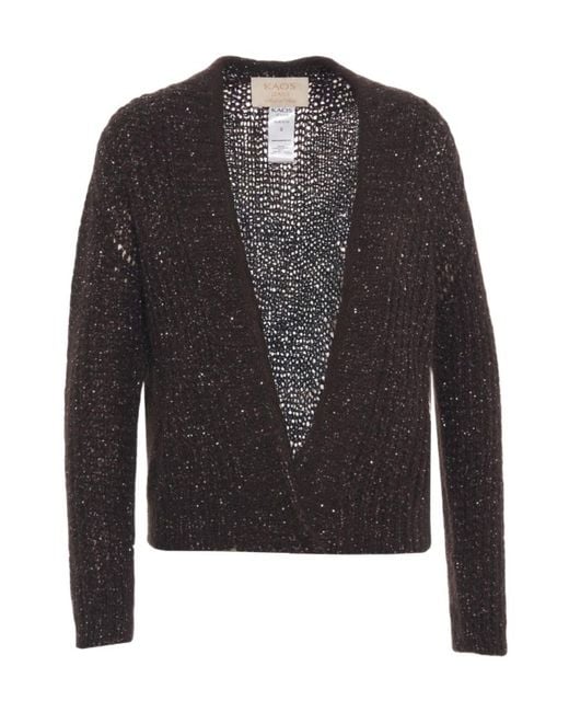 Kaos Black Long-Sleeved Knitted Cardigan