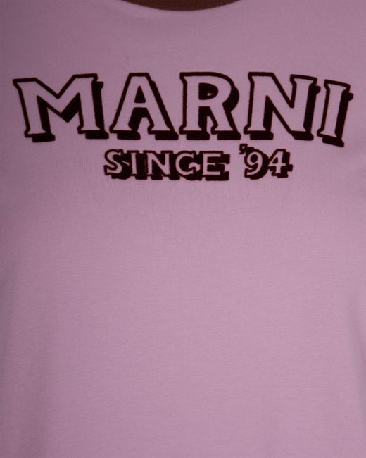 Marni Pink Logo Printed T-Shirt
