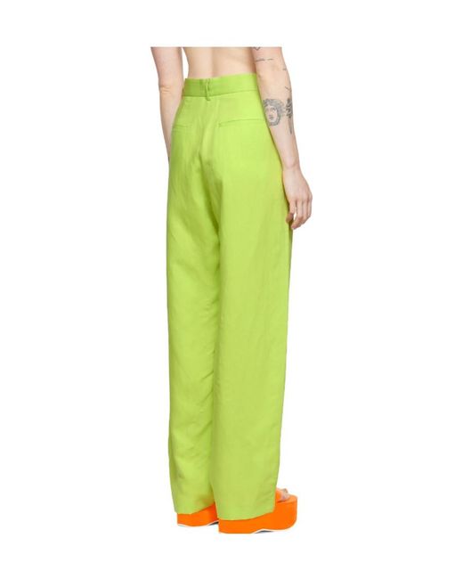 MSGM Green Logo Casual Pants