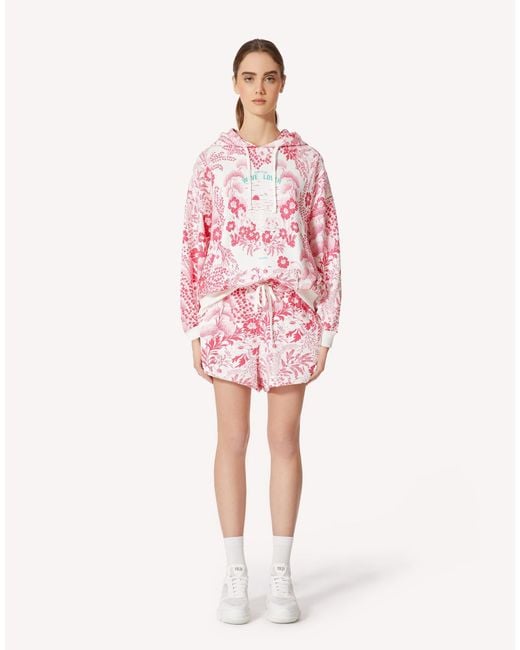 RED Valentino Pink Floral Drawstring Shorts