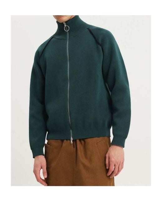 1989 STUDIO Green Full Zip Raglan Sweater for men