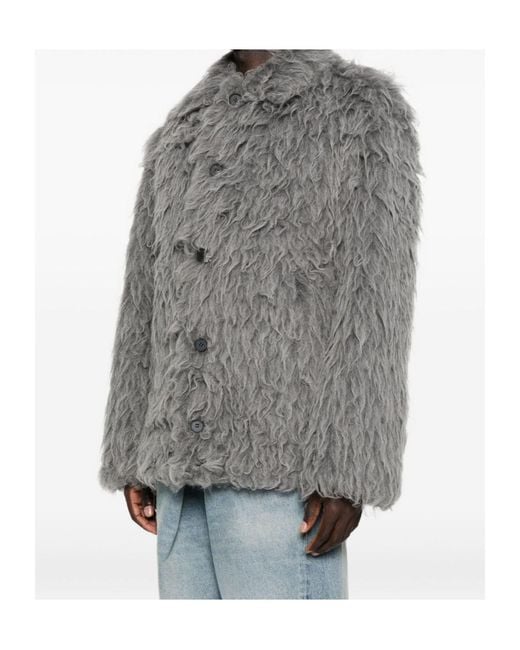 DIESEL Gray Textured Faux-Fur Casual Jacket for men