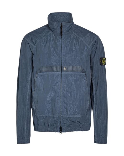 Stone Island Blue Warp Crinkled Nylon Jacket for men