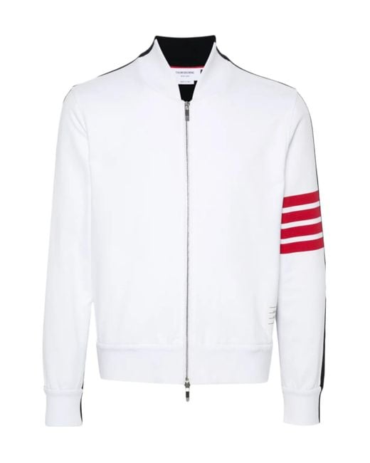 Thom Browne White Color-Block Bomber Jacket for men