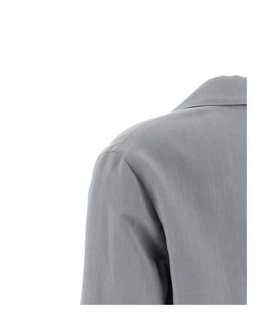 Brunello Cucinelli Gray Single-Breasted Buttoned Blazer Set