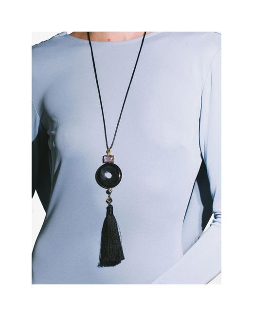 Jennifer Behr White Tassel Dakota Necklace