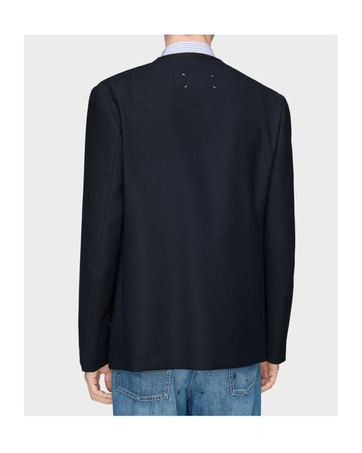 Maison Margiela Blue Open-Front Collarless Jacket for men