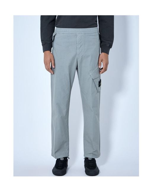 Stone Island Blue Cargo Trousers With Elasticated Waistband for men