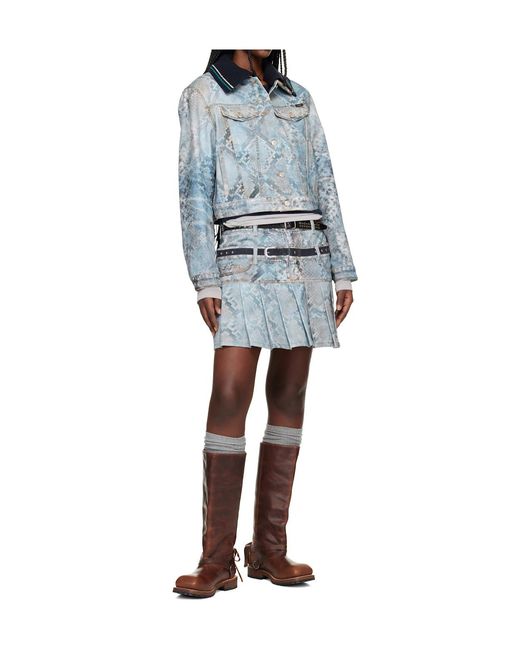 ANDERSSON BELL Blue Python Gradient Print Denim Jacket