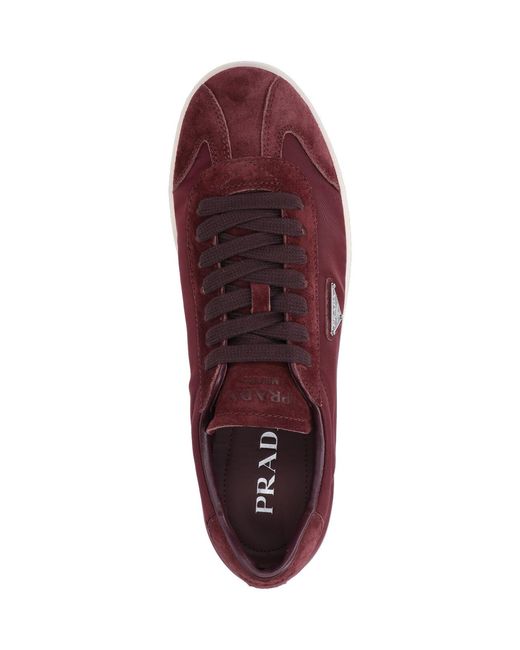 Prada Purple Fabric And Suede Sneakers for men