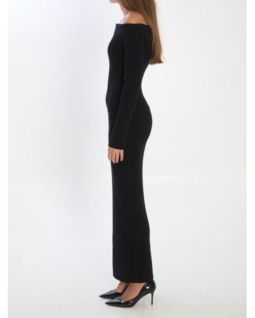 Max Mara Black Arnes Off-Shoulder Maxi Dress