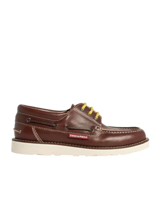 DSquared² Brown Round-Toe Loafers for men