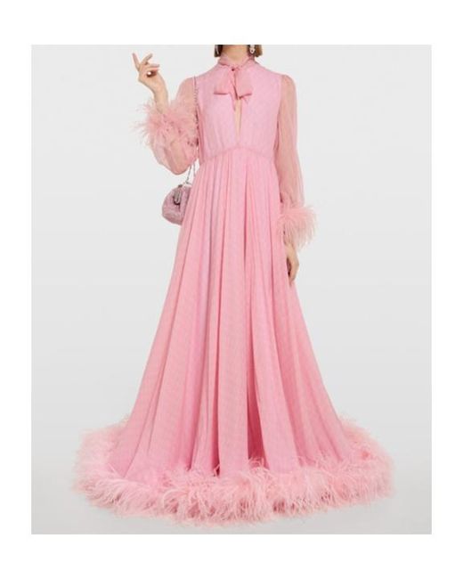 Gucci Pink Printed Silk Chiffon Dress