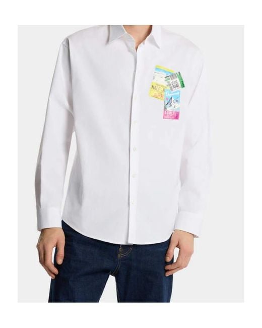 DSquared² White Printed Dropped-Shoulder Shirt for men