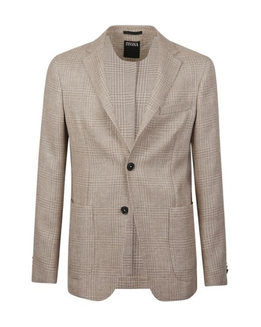 Zegna Brown Check Wool Jacket for men