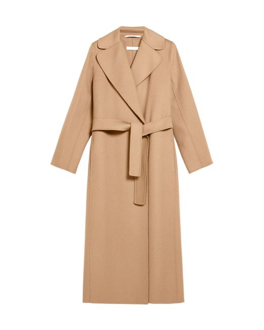 Max Mara Natural Wool Drap Wrap Coat
