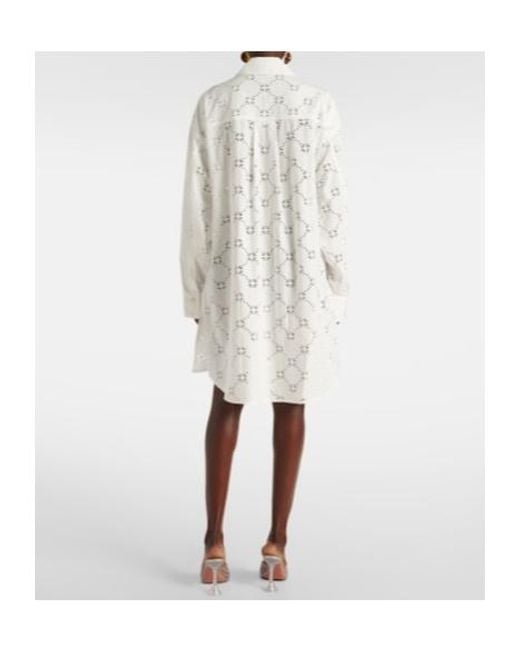 Area White Draped Cotton Shirt Dress