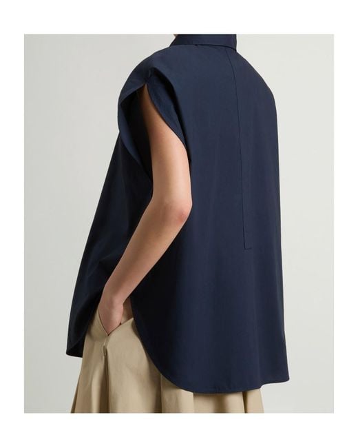 Woolrich Blue Button-Up Sleeveless Shirt