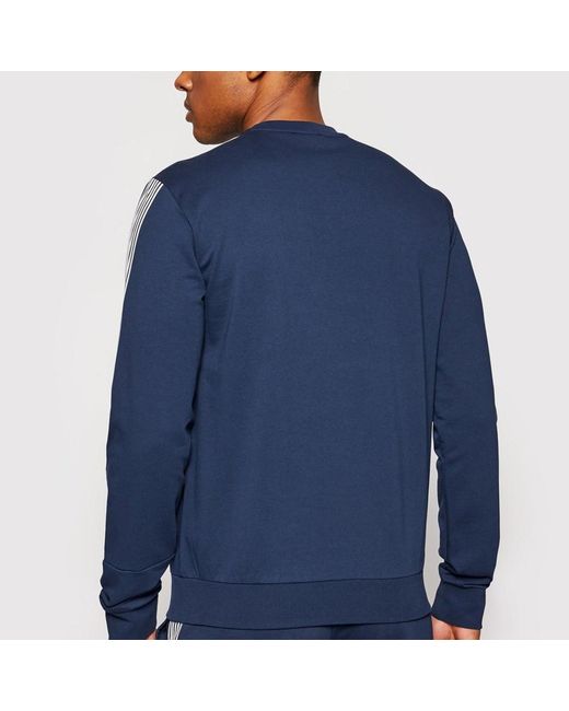 EA7 Blue Logo Long-Sleeved Sweater for men