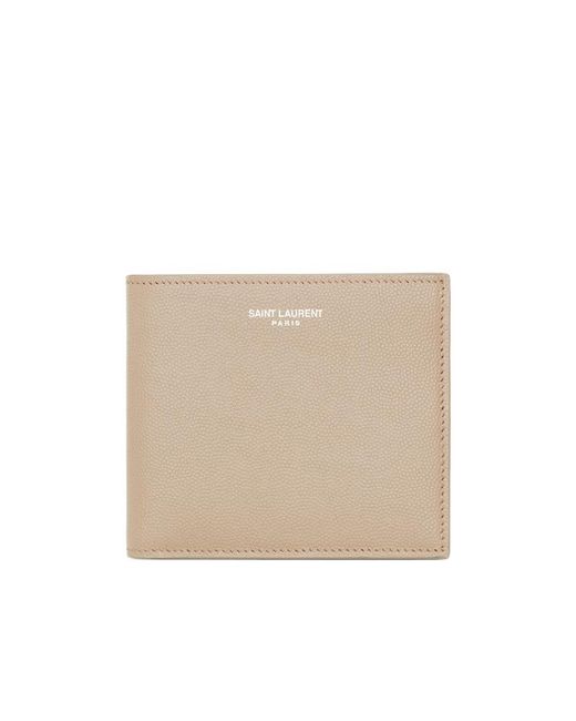 Saint Laurent Natural Logo Printed Bi-Fold Wallet for men