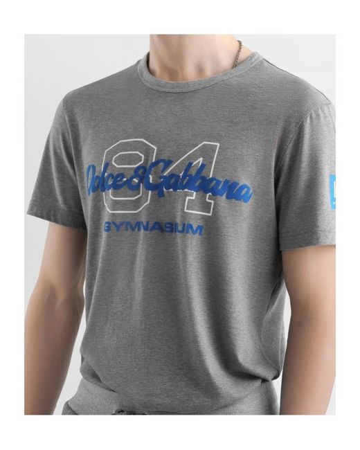 Dolce & Gabbana Gray Logo Printed Crewneck T-Shirt for men
