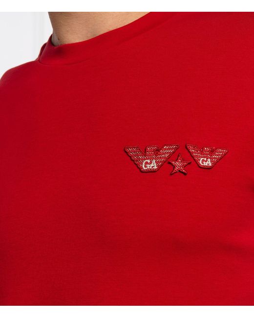 Emporio Armani Red Round-Neck Sweater for men