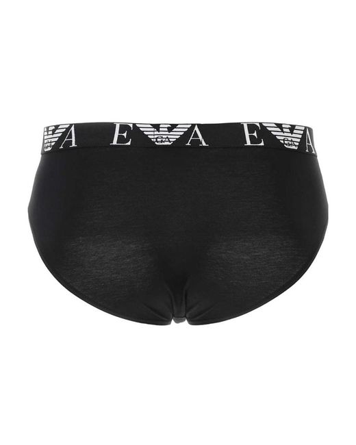 Emporio Armani Black Two Pack Logo Waistband Briefs for men