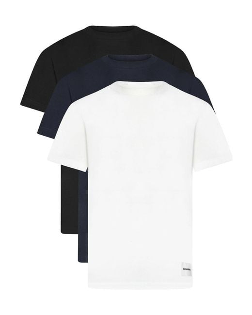 Jil Sander Black Logo Patch Crewneck 3 Pack T-Shirt