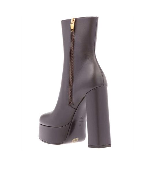Balmain Gray Round-Headed Short Boots