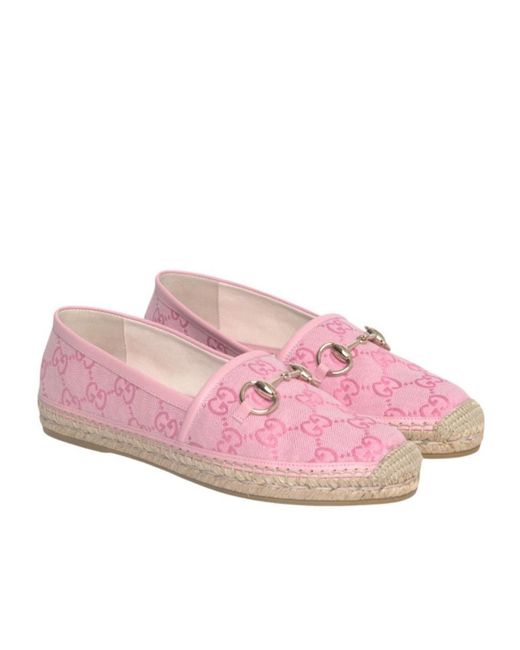 Gucci Pink With Horsebit Espadrilles