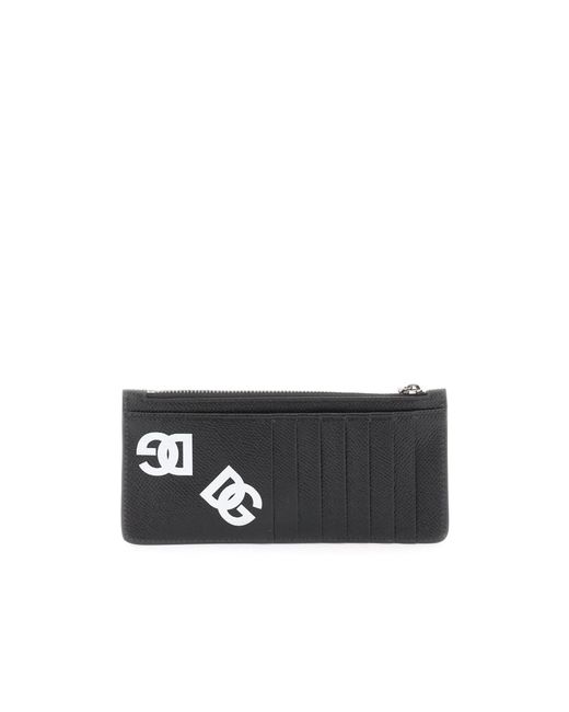 Dolce & Gabbana Black Logo-Plaque Zipped Cardholder for men