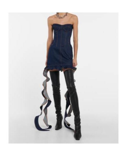 David Koma Blue Corset Denim Minidress