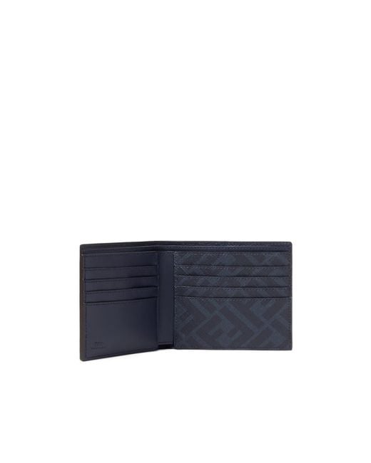 Fendi Blue Squared Ff Bi-Fold Wallet for men