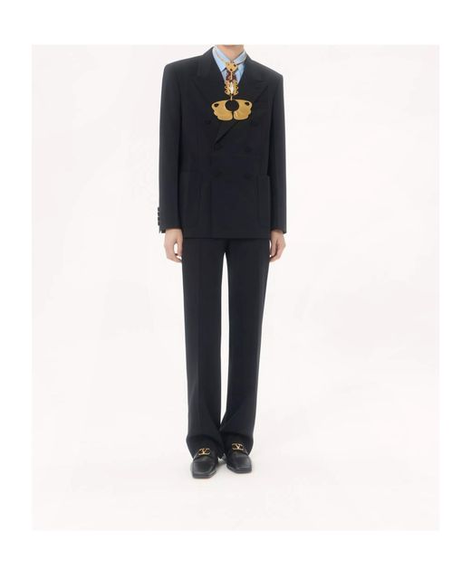 Valentino Blue Double-Breasted Long-Sleeved Jacket for men