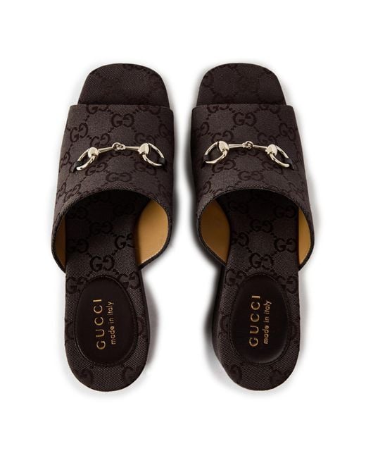 Gucci Brown Horsebit Platform Sandals