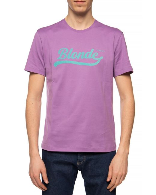 Versace Purple Logo Round-Necked T-Shirt for men