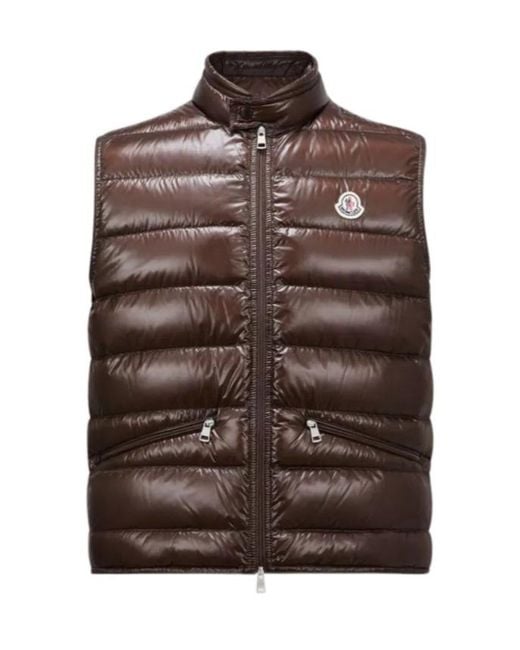 Moncler Brown Gui Zip-Up Padded Gilet for men