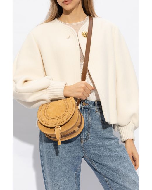 Chloé Natural Small Marcie Suede Crossbody Bag