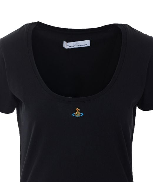 Vivienne Westwood Black Lollo Orb Logo T-Shirt for men