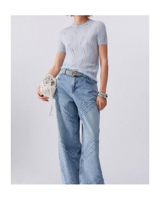 Liu Jo Blue Short-Sleeve Round-Neck Top
