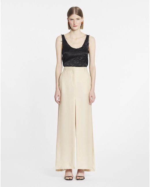 Lanvin White High Waist Slit Maxi Skirt