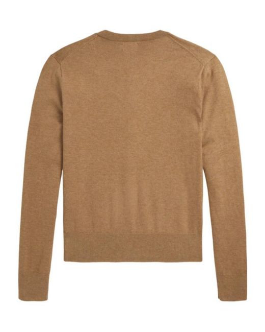 Polo Ralph Lauren Brown Logo Embroidered Crewneck Cardigan