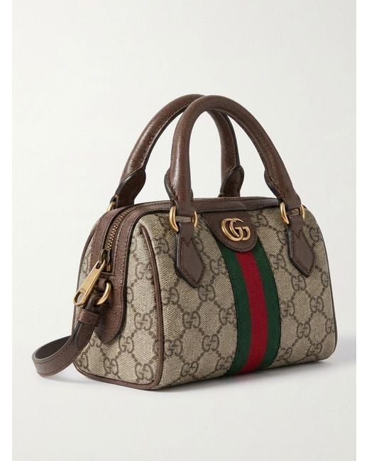 Gucci Brown Orphidia Gg Plaque Supreme Mini Top Handle Bag