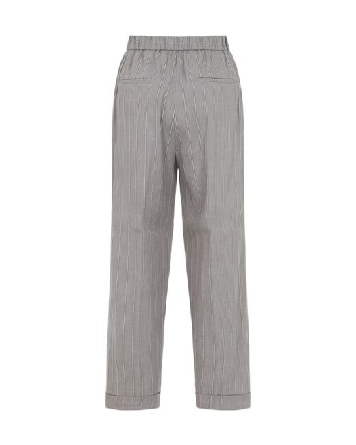 Peserico Gray Elastic-Waist Trousers