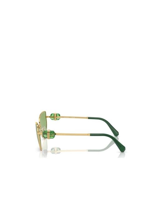 Swarovski Green Hinged Crystal-Embellished Cat-Eye Sunglasses