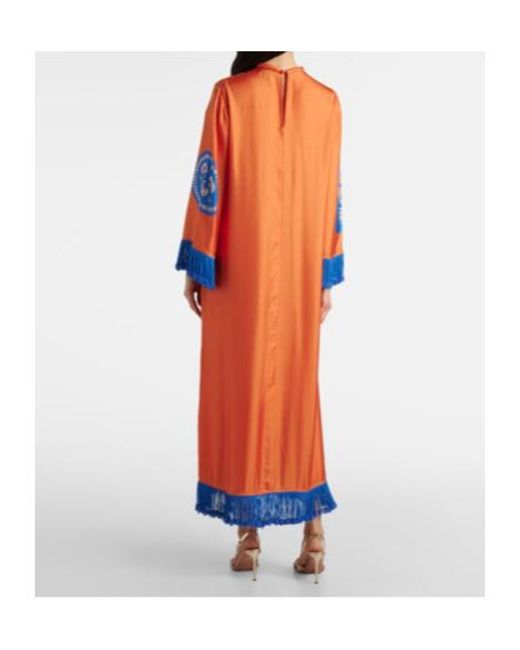 ALÉMAIS Orange Luis Silk Midi Dress