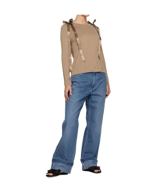 Simone Rocha Blue Bow-Detail Long-Sleeve T-Shirt