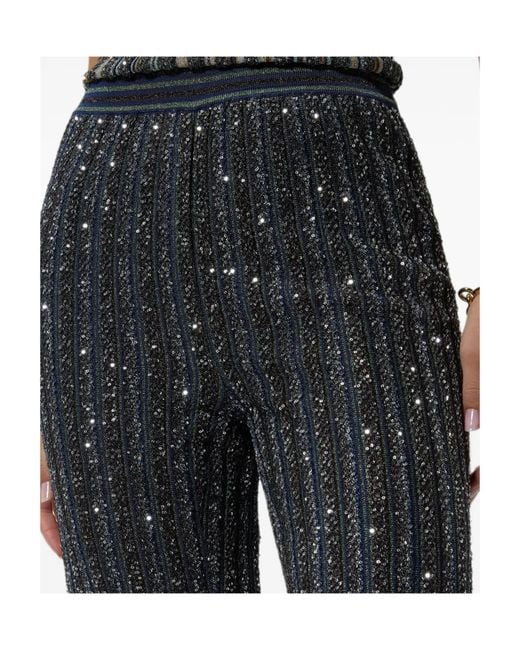 Missoni Black Sequin-Embellished Striped Trousers